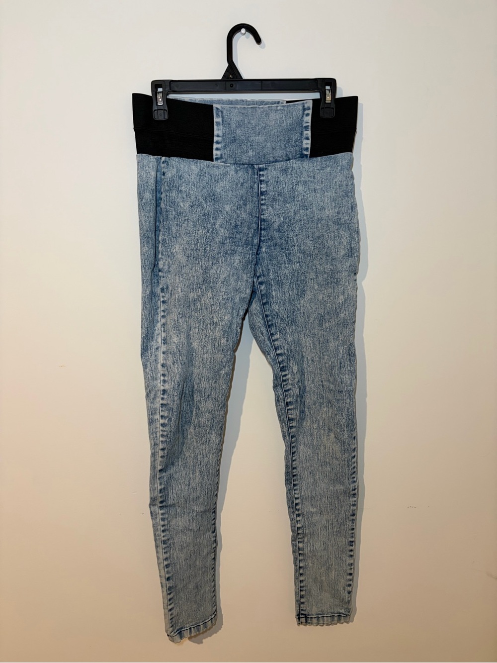Boom Boom Jeans Light Blue Acid Wash Maternity Jeggings with Black Waistband
